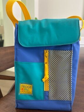 Fridge Pak Blue & Teal Insulated Lunch Bag with Yellow Accents